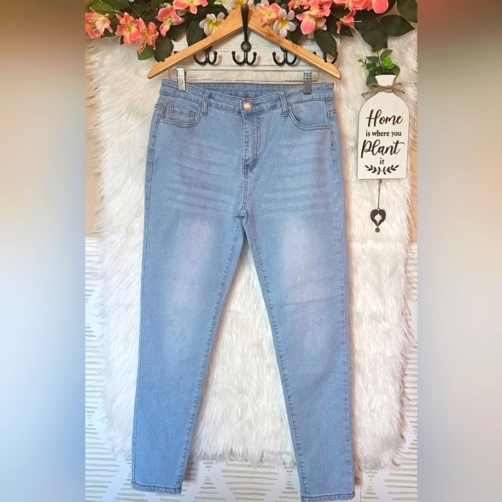 Shein High Waist Light Wash Skinny Jeans